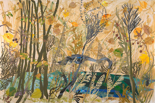 Heron and Golden Leaves