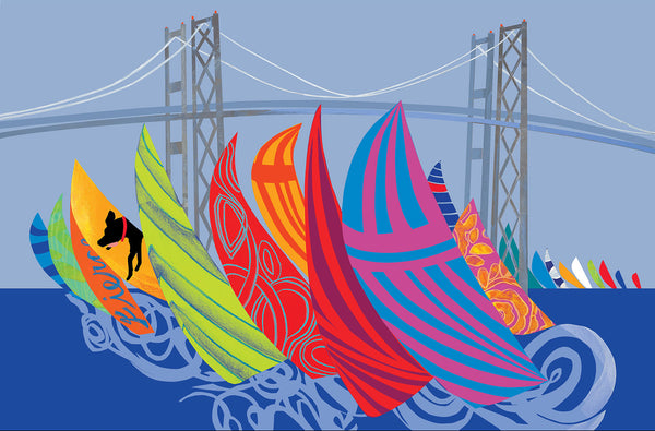 Racing Down the Bay Note Cards