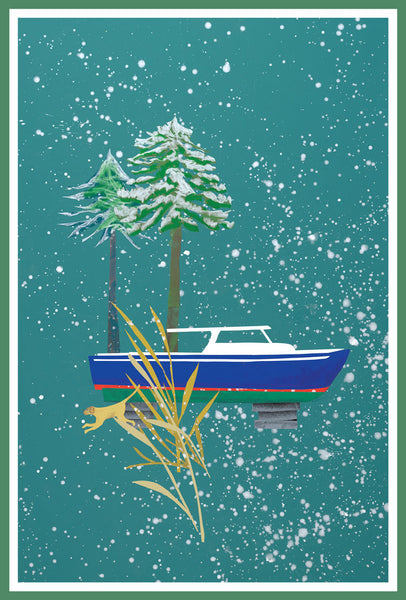 Christmas Card - Powerboat Winter