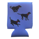 Black Lab on Blue Koozie