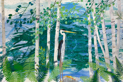 Heron and Birch Trees