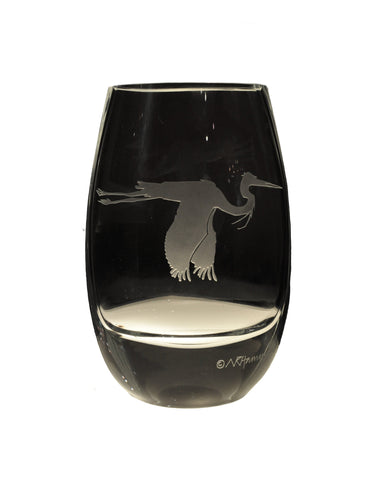 Clear Heron Oval Vase