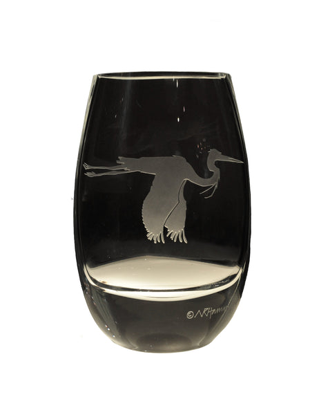 Clear Heron Oval Vase