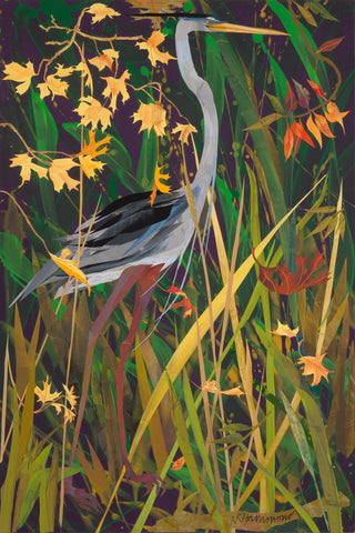 Heron & Sycamore Leaves