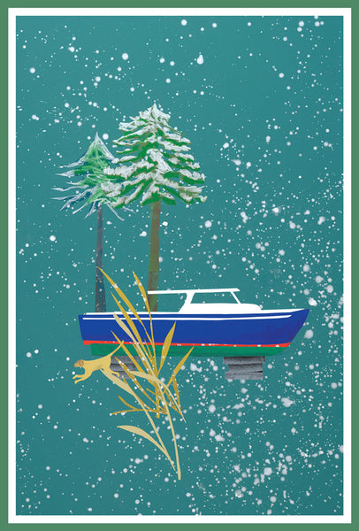 Christmas Card - Powerboat Winter